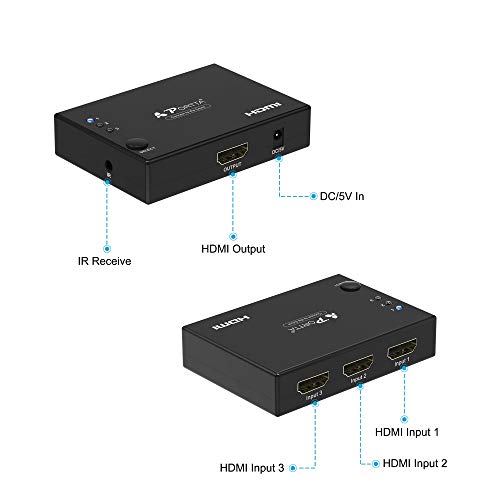 image for Portta 3 Port 3x1 HDMI Mini Switch/Switcher Splitter Selector Support 