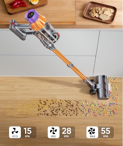 Cordless Vacuum Cleaner, 650W 55KPA 70Mins Cordless Stick Vacuum Cleaner with Self-Standing, Touch Screen, Anti-tangle Vacuum Cordless, Vacuum Cleaners for Home,Carpets,Hardwood,Pet Hair(X7A Pro)