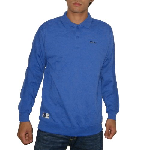 SLAZENGER Mens High Quality Thermal Sport Long Sleeve Polo Sweater Blue