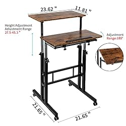 Hadulcet Stand Up Desk, Rolling Laptop