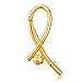 Bling Jewelry Gold Plated Simulated Pearl Pink Crystal Ribbon Pin Brooch
