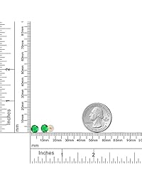 1,54 ct ronda 6 mm Verde Nano Esmeralda 14 K Amarillo Oro Stud arete