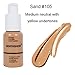 Matte Flawless Foundation Oil Control Full coverage Foundation Cream, Long Lasting Waterproof Liquid Concealer for Women Girls, 105 Sand-30ml