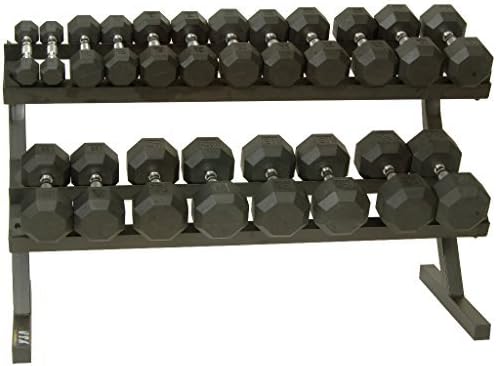 VTX by Troy Barbell SDR50 10 Pair Rail Rack with Rubber Vertical Dumbbells (T-Dr Loaded with SD-R), One Size