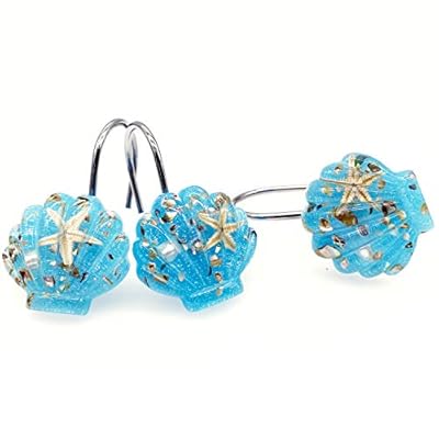 CHICTIE Set of 12 Shell Shower Curtain Hooks Ocean Beach Theme Rust-Proof Chrome Shower Rings Bathroom Bedroom Fashion… 41zGYFNdoqL