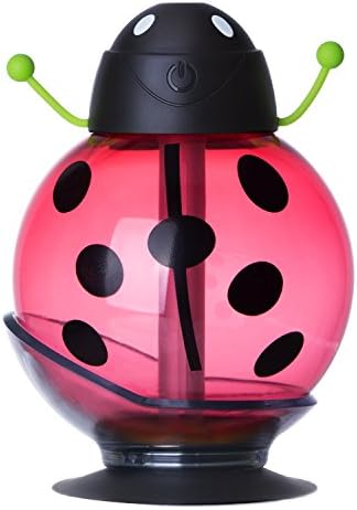 Aromatherapy Humidifier,Essential Oil Diffuser,Bienna Beetles 260ml Cool Mist Quiet Ultrasonic Vaporizer and LED Night Light with USB [5 Hours Running] [Waterless Auto Shut-Off] for Baby Sleep Car-Red