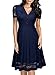 Miusol Women's Cap Sleeve 1950s Style Vintage Black Lace A-line Dress (Medium, Navy Blue)