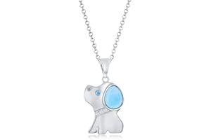 Beaux Bijoux Larimar Dog or Cat Necklace for Women - Paw Print Gift for Dog and Cat Lovers - Dog and Cat Jewelry for Women - Natural Larimar Gemstone in Sterling Silver
