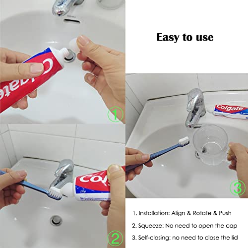 EasyHonor Toothpaste Cap, Self Closing Toothpaste Squeezer,Toothpaste