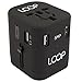 LOOP Travel Smart 4, Worldwide Travel Adapter Charger [US UK EU AU/CN] w/ 4 USB Charging Ports [4500mAh] Universal AC Socket - Safety Fused (Black)