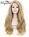 K'ryssma Natural Looking Ash Blonde Glueless Lace Front Wig Long Wavy Half Hand Tied Replacement Synthetic Hair Full Wigs Heat Resistant For Women 24 Inches