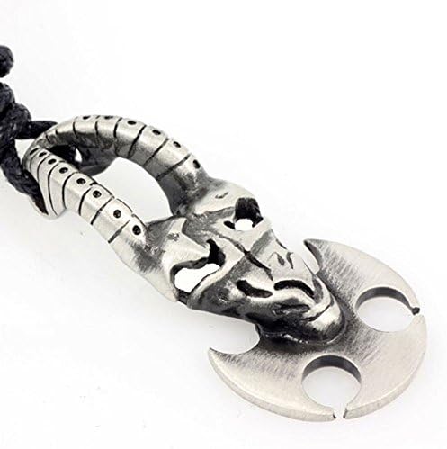 Goat Skull Long Horns Pewter Choker Jewelry Pendant Necklace