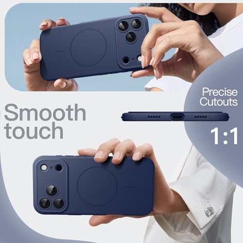 JETech Magnetic Silicone Case for iPhone 17 Pro 6.3-Inch, Compatible with MagSafe, Silky Soft Touch, Shock Absorbing Phone Cover with Camera Lens Protection (Dark Blue)