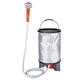 Baban Portable Outdoor Shower+Collapsible Bucket, Camping Shower Battery Shower Powered Handheld Outdoor Shower Rechargeable Camping Showerhead Turns Water from Bucket/Sink Into Steady, Gentle Stream