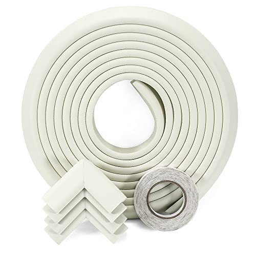 StickGuard Baby Safety Corner Guard, Table Edge Corner Protector Strip for Kids, Baby Proofing Foam for Furniture Edges & Corner Guard Cushion Set Child Protection Bumper Strip - 4 Meters (White)