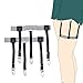 Daffnis Mens Shirt Stay Garter Adjustable Stripe Suspenders Non-slip Locking Clamps Black