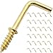 Shells 30PCS Gold Color Copper Plated Metal Right-Angle Hooks 7 Shape Screw Hooks Self-Tapping Screws Hooks L Shape Hooks 1.8 Inches 1+1/4#
