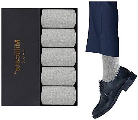 Amazon Co Jp Millicate靴下 メンズ ビジネスソックス 綿 ハイソックス ロングサイズ 無地ソックス 抗菌防臭 吸汗速乾 5足セット 24 28cm リブソックス 通気性抜群 オールシーズン対応 紳士 就職活動 父の日 結婚式 冠婚葬祭 ラッピングケース付き ライトグレー 5足
