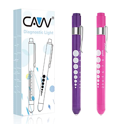 CAVN Pen Light with Pupil Gauge LED Penlight for Nurses Doctors, 2 Pcs