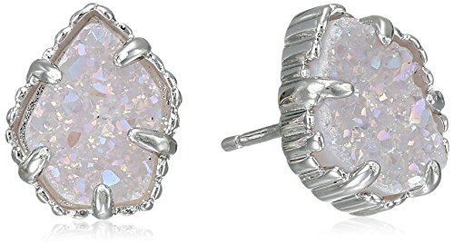 Kendra Scott "Signature" Tessa Rhodium plated Iridescent Drusy Stud Earrings