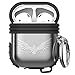 Lauzq Metal Airpods Case,Hard Case Cover Full Protective Skin Cover Shockproof Compatible Airpods 1&2 Charging Case(Not for Wireless Charging),Dual-Layer Silicone & Anti-Lost Keychain