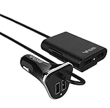 Skiva 9.6A 48W 4-Port USB Passenger Car Charger with Extended (6ft) Dual USB Ports for Backseat Charging of Smartphones,Tablets, iPhone 6 6s plus SE, iPad Pro Air mini, Galaxy S7 S6 Edge [Model:AC135]