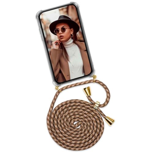 ONEFLOW Handykette für iPhone Air Hülle mit Band, Handyhülle mit Kette abnehmbar, Handyband zum Umhängen, Handy Umhängeband Lange Handykordel, Twist Case – Beig