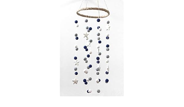 Amazon Com Felt Ball Star Nursery Ceiling Mobile Large Size