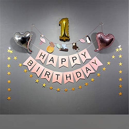 Happy Birthday Decoration Balloons - Birthday Party Supplies Rose Gold Confetti Balloons Birthday Banner Star Balloons Heart Balloons one