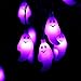RECESKY 60 LED Halloween String Lights - 20ft Orange Ghost Battery String Light with Timer, 8 Modes, Waterproof - Spooky Decor for Outdoor Patio Yard Home Bedroom Holiday Party Decorations
