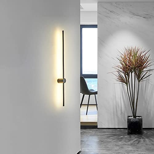 Sunsign iluminación for Pared de tira larga de luz de pared lineal LED moderna, Diseño creativo giratorio Fondo de la sala de estar Dormitorio Cabecera de cama lámpara de pared interior, 100cm-negro