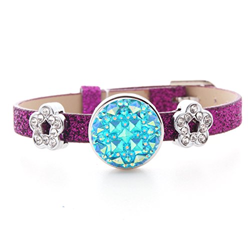 Ginooars Pack of 10 Colors Artificial Leather Snap Base Bracelets for 18mm Ginger Snap Charms