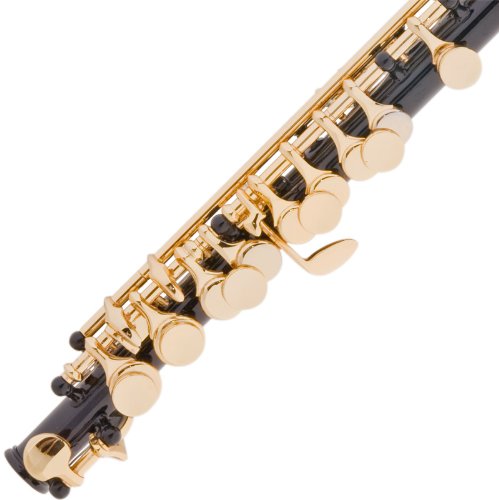 Mendini MPO-BN Black Nickel Key of C Piccolo with Gold Keys + Case, Joint Grease, Cleaning Cloth & Rod, Gloves
