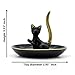 Exembe Happy Cat Posture Trinket Tray Decorative Ring Holder Jewelry Storage Dish Black/Golden Tail