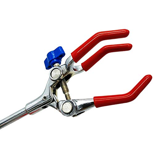 OESS Lab Clamp 3 Prong Finger Style Rubber-Coated Head Large Grip Adjustment Range to 3.6" Rod Length 7"