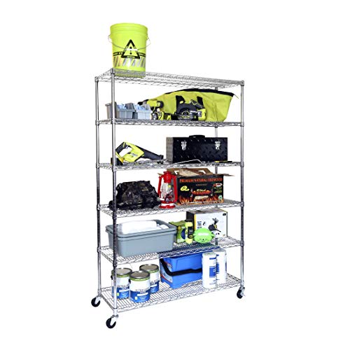 Seville Classics UltraDurable CommercialGrade NSFCertified Steel Wire Shelving with Wheels, 6