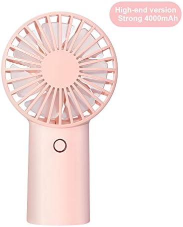 Handheld Fan Portable Battery Operated Hand Fan Anzonn with 4000mAh Capacity Personal Portable Fan with 3 Speeds USB Rechargeable Battery Electric Fan Stroll Fan for Outdoor,Traveling,Office (Pink)