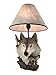 Gray Wolf Bust Table Lamp W/Nature Print Shade