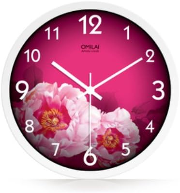 Gardenesque Round 12-inch Quiet Wall Clock - Pink Peony