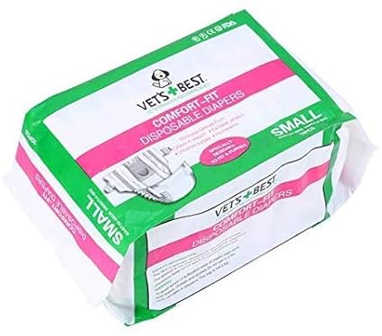Vet's Best Disposable Comfort Fit Dog Diapers Unisex with WETNESS Indicator - Pack of 10 Diapers for Puppies (Small Size)