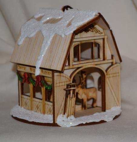 Ginger Cottages - Santa's Reindeer Barn Ornament GC114