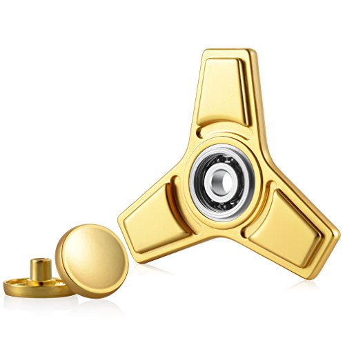 LiDiVi Zinc Alloy Spinner Fidget Toy, Anti-Anxiety 360 Hand Spinner Toy for Relieving ADD, ADHD, Anxiety (Triangle Gold)