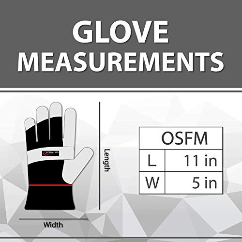 SAFE HANDLER XGrip Buffalo Leather Gloves | Elastic Band Wrist, AB Buffalo Leather, Leather Knuckle Protection, Safety Work Gloves, OSFM, 1 Pair
