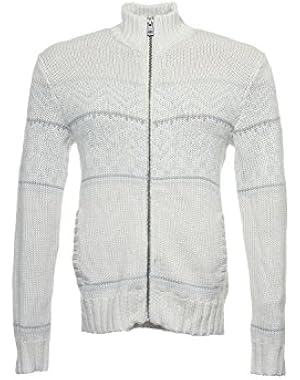Calvin Klein Men's Ivory Fair Isle Cardigan Sweater