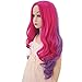 Mersi Pink Purple Wigs for Women Costume Long Hair Wigs for Halloween Party with Wig Cap S059