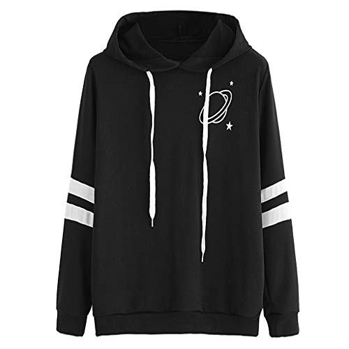 Women Sweatshirts Teen Girls Casual Long Sleeve Planet Print Hoodie Pullover Tops Jumper Hooded Blouse