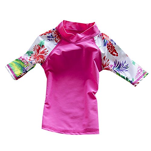 Baby Toddler Girls' Two Piece Swimsuits Set Kid Swimwear Bathing Suit Rash Guard Sets UPF 50+ (Pink, 1-2T(Height:33.5"-37.5"/85-95cm)/S)