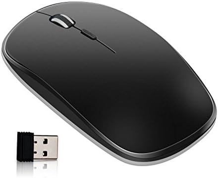2.4G Rechargeable Wireless Mouse Black - Tsmine Ergonomic Optical Mice with USB Nano Receiver,3 Adjustable DPI Levels,Noiseless Gaming Mouse for PC, Laptop, Tablet, Computer and Mac