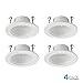TORCHSTAR 4 Inch Recessed Can Light Trim with White Metal Step Baffle, for 4 Inch Recessed Can, Fit Halo/Juno Remodel Recessed Housing, Line Voltage Available, Pack of 12