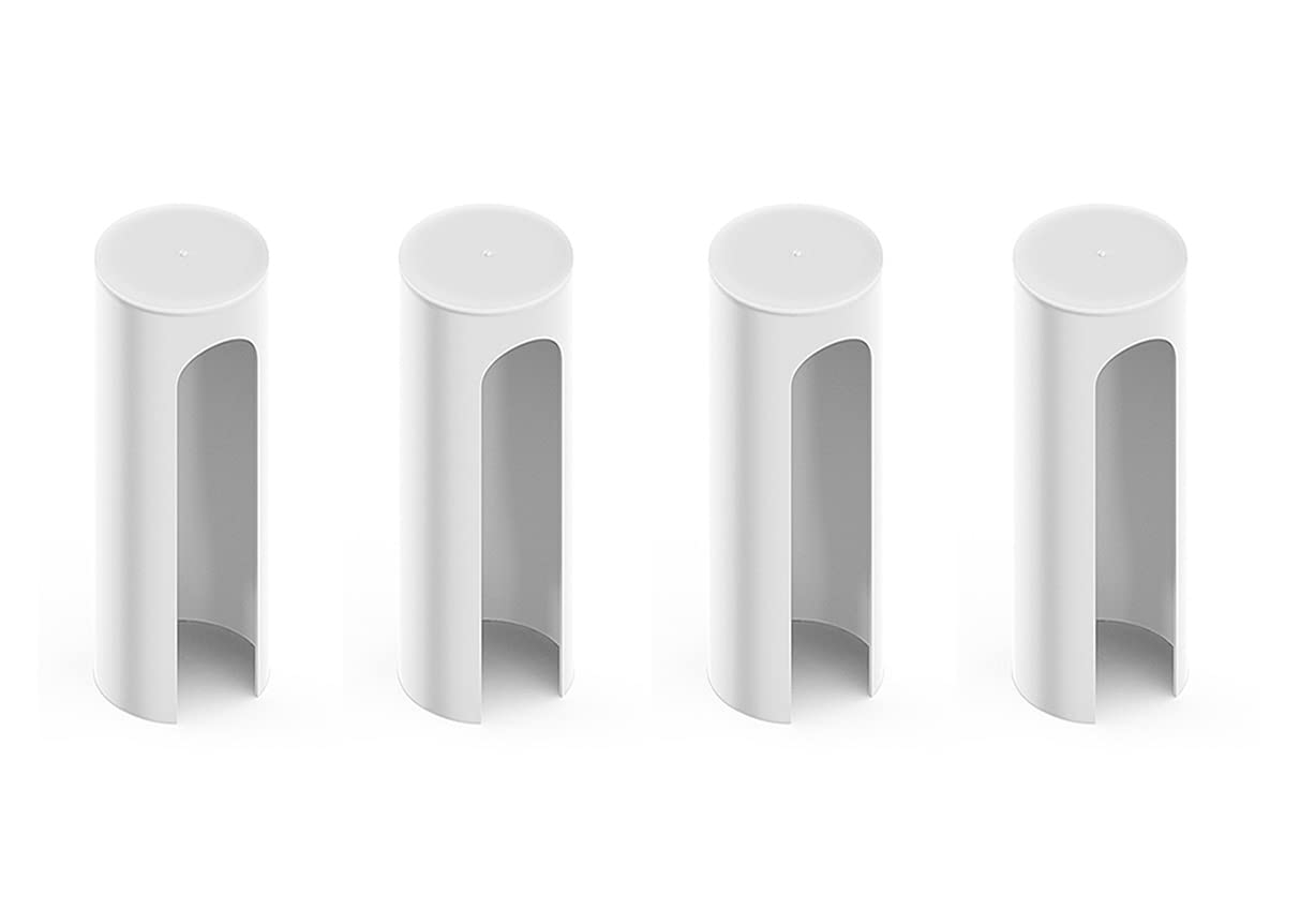 Set of 4 White Plastic Door Hinge Sockets Diameter 15 mm